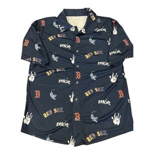 Boston Red Sox Jerry Garcia All Over Print‎ Shirt Mens XL Navy MLB Baseball SGA
